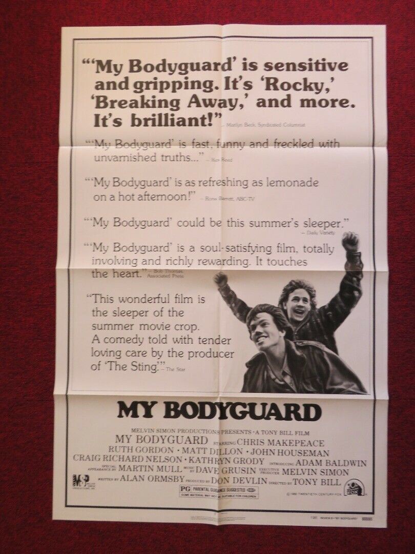 MY BODYGUARD FOLDED US ONE SHEET POSTER REVIEW B - MATT DILLON 1980 Movie posters