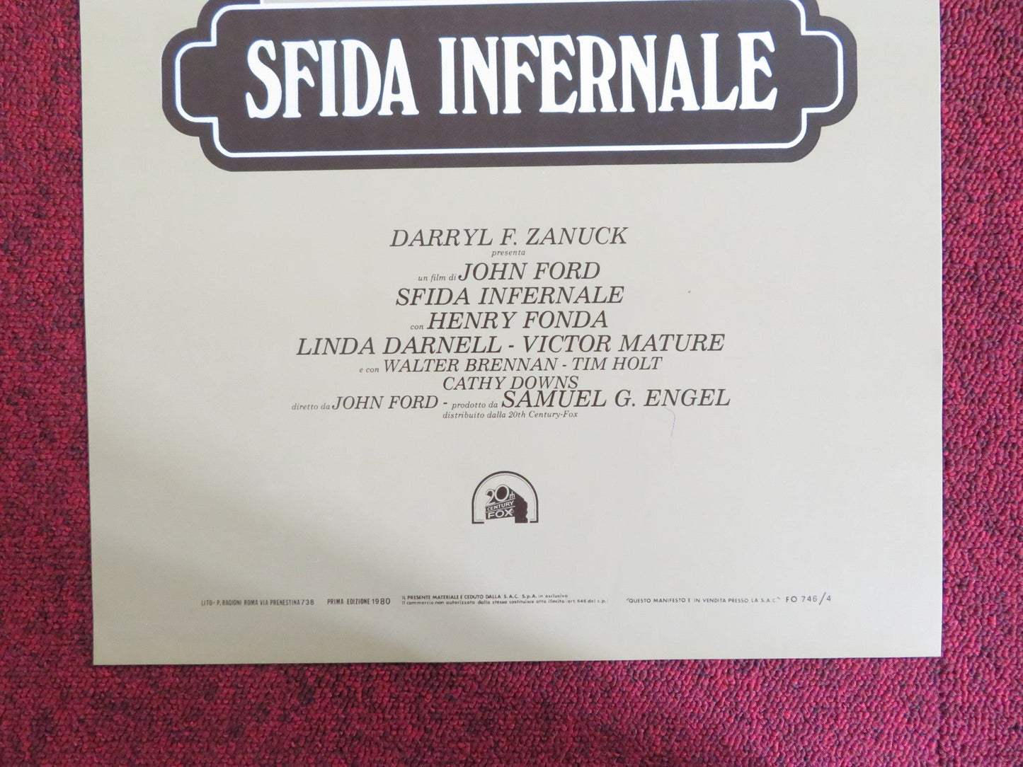 MY DARLING CLEMENTINE ITALIAN LOCANDINA POSTER HENRY FONDA LINDA DARNELL 1980 Rendezvous Cinema Movie posters