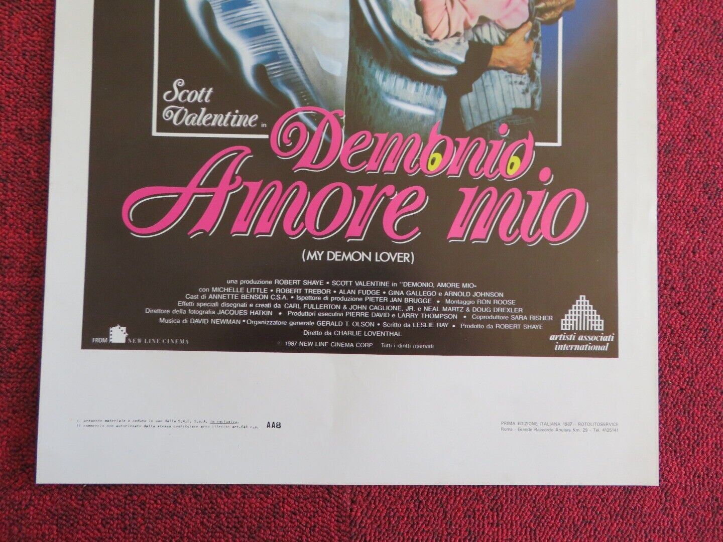 MY DEMON LOVER ITALIAN LOCANDINA (27.5"x13") POSTER 1987 Movie posters