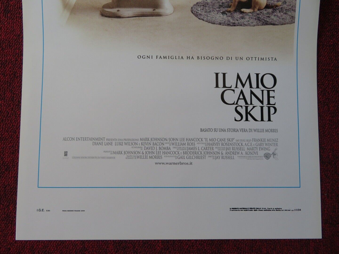 MY DOG SKIP ITALIAN LOCANDINA (27.5"x13") POSTER LUKE WILSON KEVIN BACON 2000 Movie posters