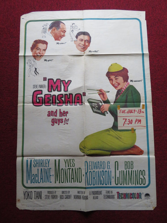 MY GEISHA FOLDED US ONE SHEET POSTER SHIRLEY MACLAINE YVE MONTAND 1962 Rendezvous Cinema Movie posters