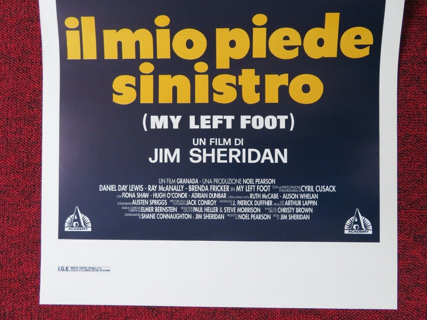 MY LEFT FOOT ITALIAN LOCANDINA (28"x13") POSTER J SHERIDAN DANIEL DAY - LEWIS '89 Movie posters