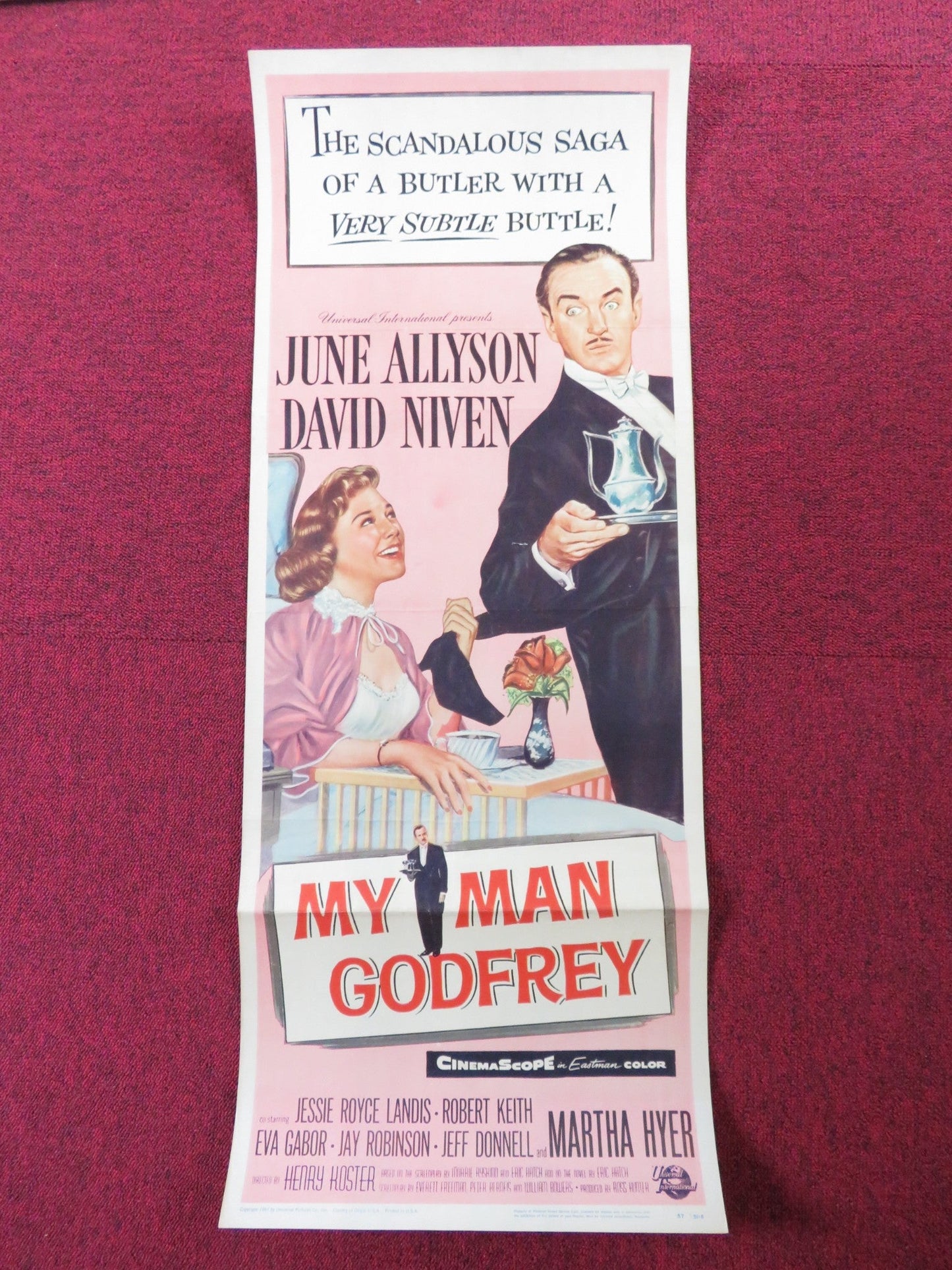 MY MAN GODFREY US INSERT (14"x 36") POSTER JUNE ALLYSON DAVID NIVEN 1957 Rendezvous Cinema Movie posters