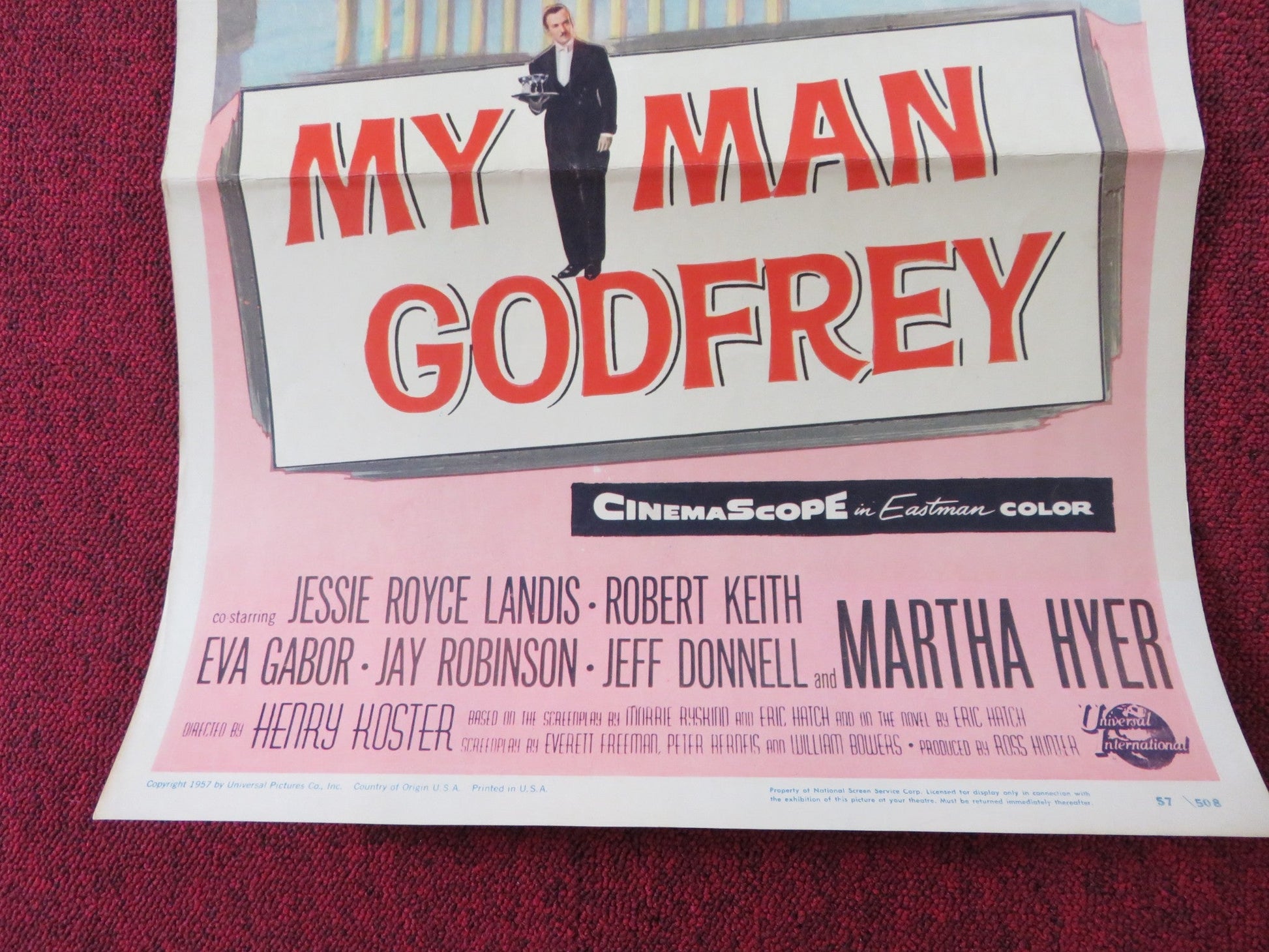 MY MAN GODFREY US INSERT (14"x 36") POSTER JUNE ALLYSON DAVID NIVEN 1957 Rendezvous Cinema Movie posters