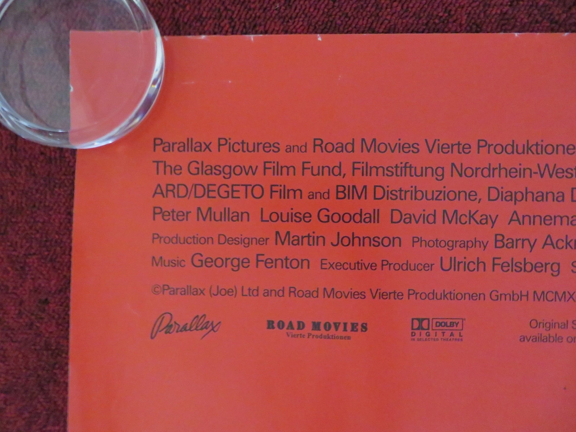 MY NAME IS JOE UK QUAD ROLLED POSTER KEN LOACH PETER MULLAN LOUISE GOODALL 1998 Rendezvous Cinema Movie posters