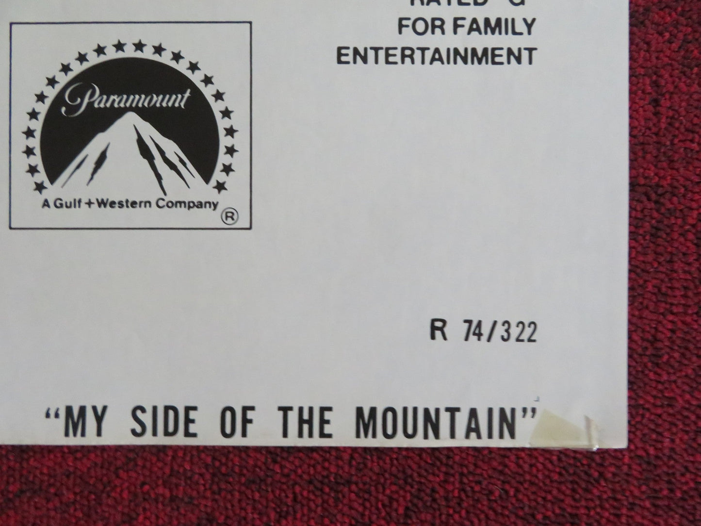 MY SIDE OF THE MOUNTAIN FOLDED US ONE SHEET POSTER TED ECCLES T. BIKEL R1974 Rendezvous Cinema Movie posters
