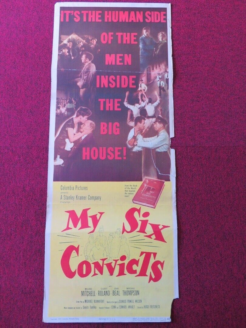 MY SIX CONVICTS US INSERT (14"x 36") POSTER MILLARD MITCHELL GILBERT ROLAND '52 Movie posters