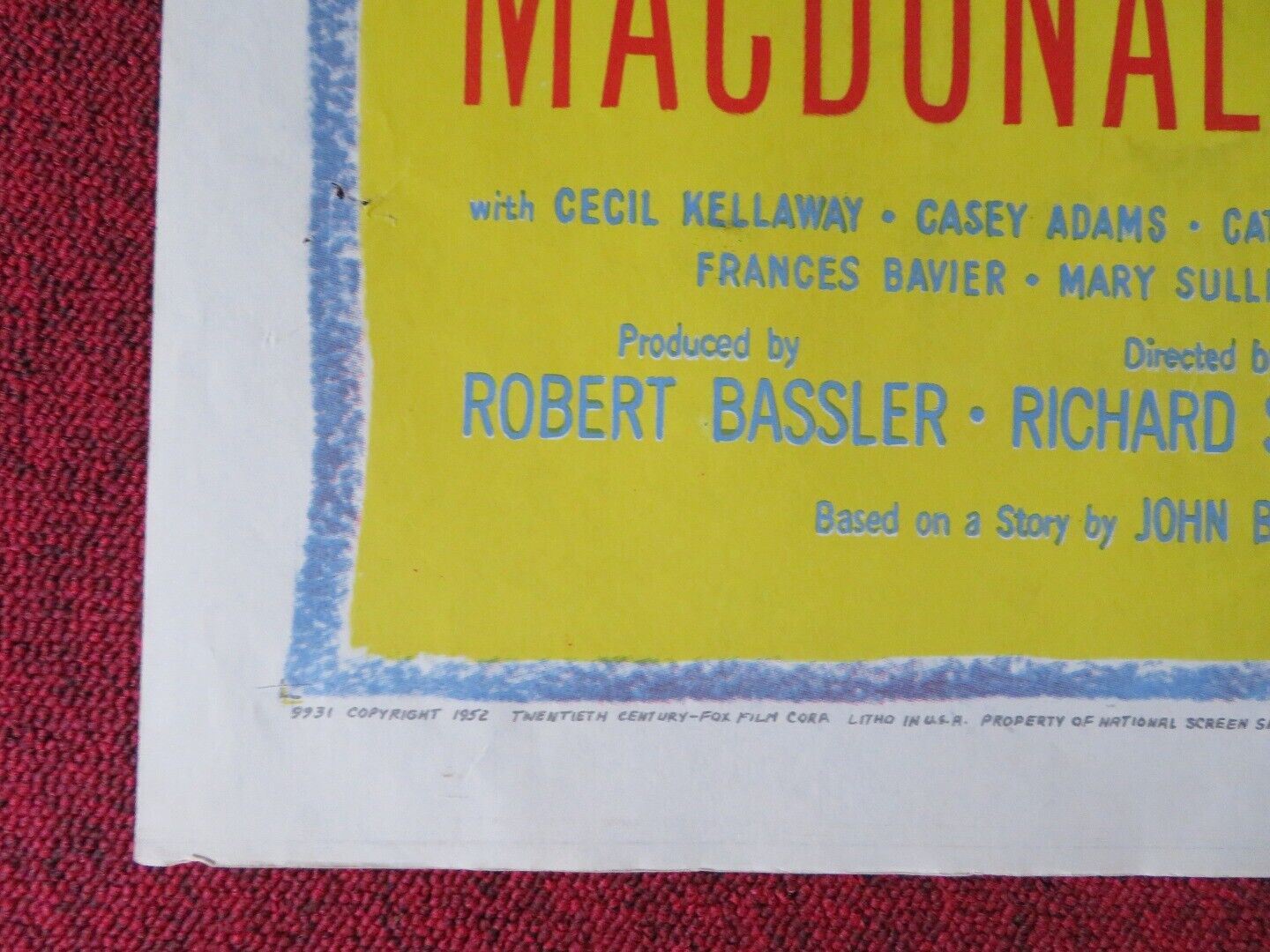 MY WIFE'S BEST FRIEND FOLDED US ONE SHEET POSTER ANNEX BAXTER MACDONALD 1952 Movie posters