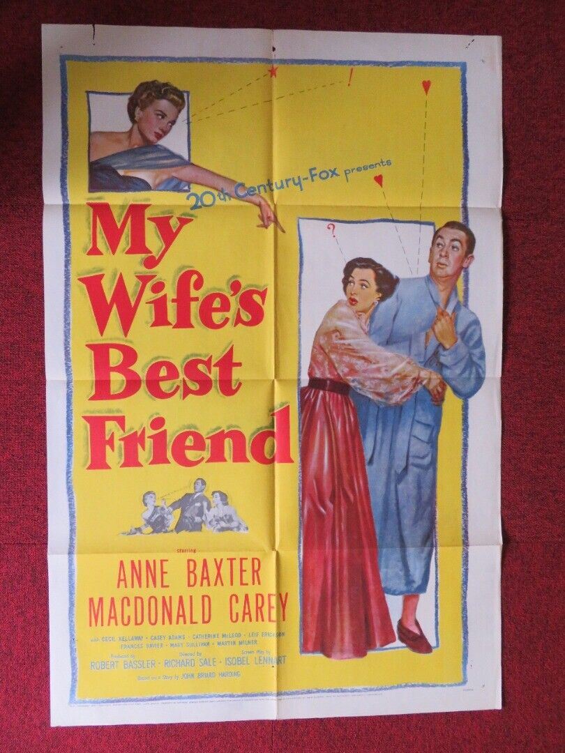 MY WIFE'S BEST FRIEND FOLDED US ONE SHEET POSTER ANNEX BAXTER MACDONALD 1952 Movie posters