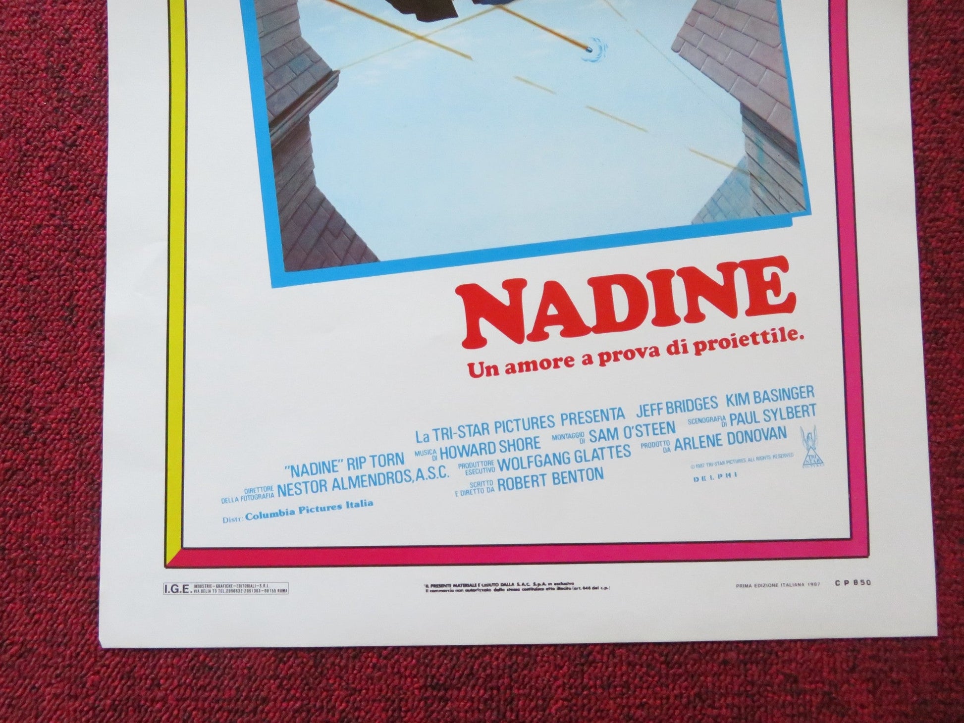 NADINE ITALIAN LOCANDINA POSTER JEFF BRIDGES KIM BASINGER 1987 Rendezvous Cinema Movie posters