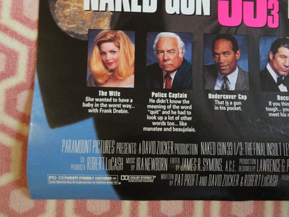NAKED GUN 33 1/3 THE FINAL INSULT US ONE SHEET ROLLED POSTER LESLIE NIELSON 1994 Movie posters