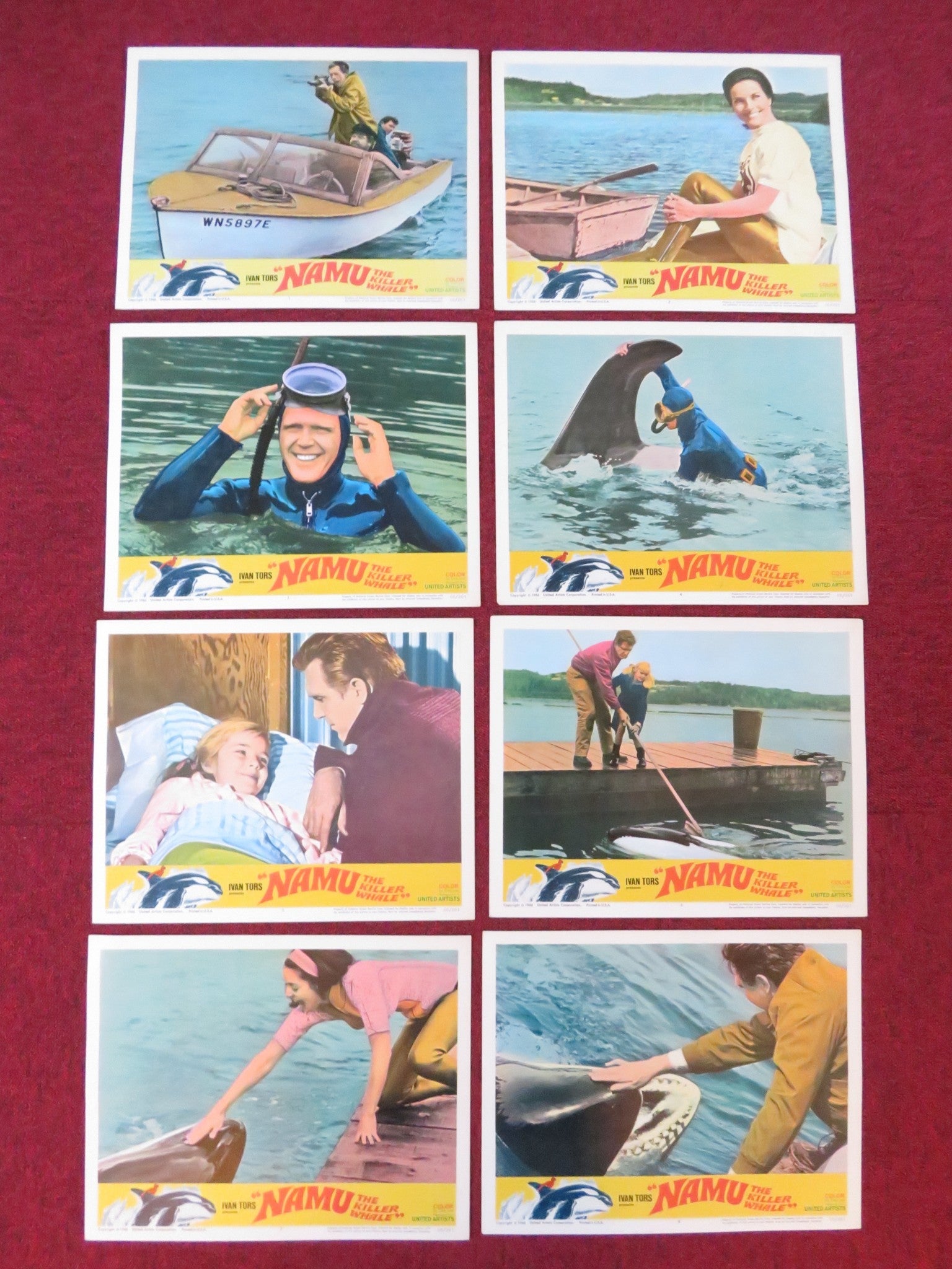 NAMU, THE KILLER WHALE US LOBBY CARD FULL SET ROBERT LANSING JOHN ANDERSON 1966 Rendezvous Cinema Movie posters