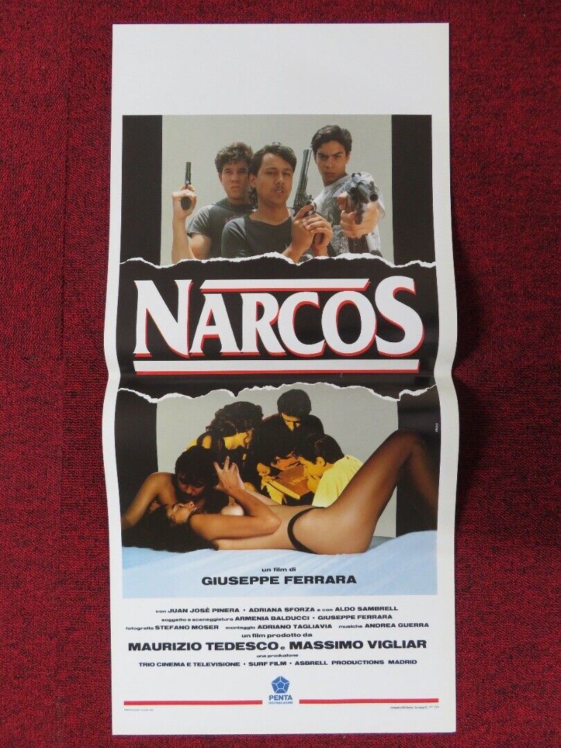 NARCOS ITALIAN LOCANDINA (27.5"x13") POSTER GIUSEPPE FERRARA 1992 Movie posters