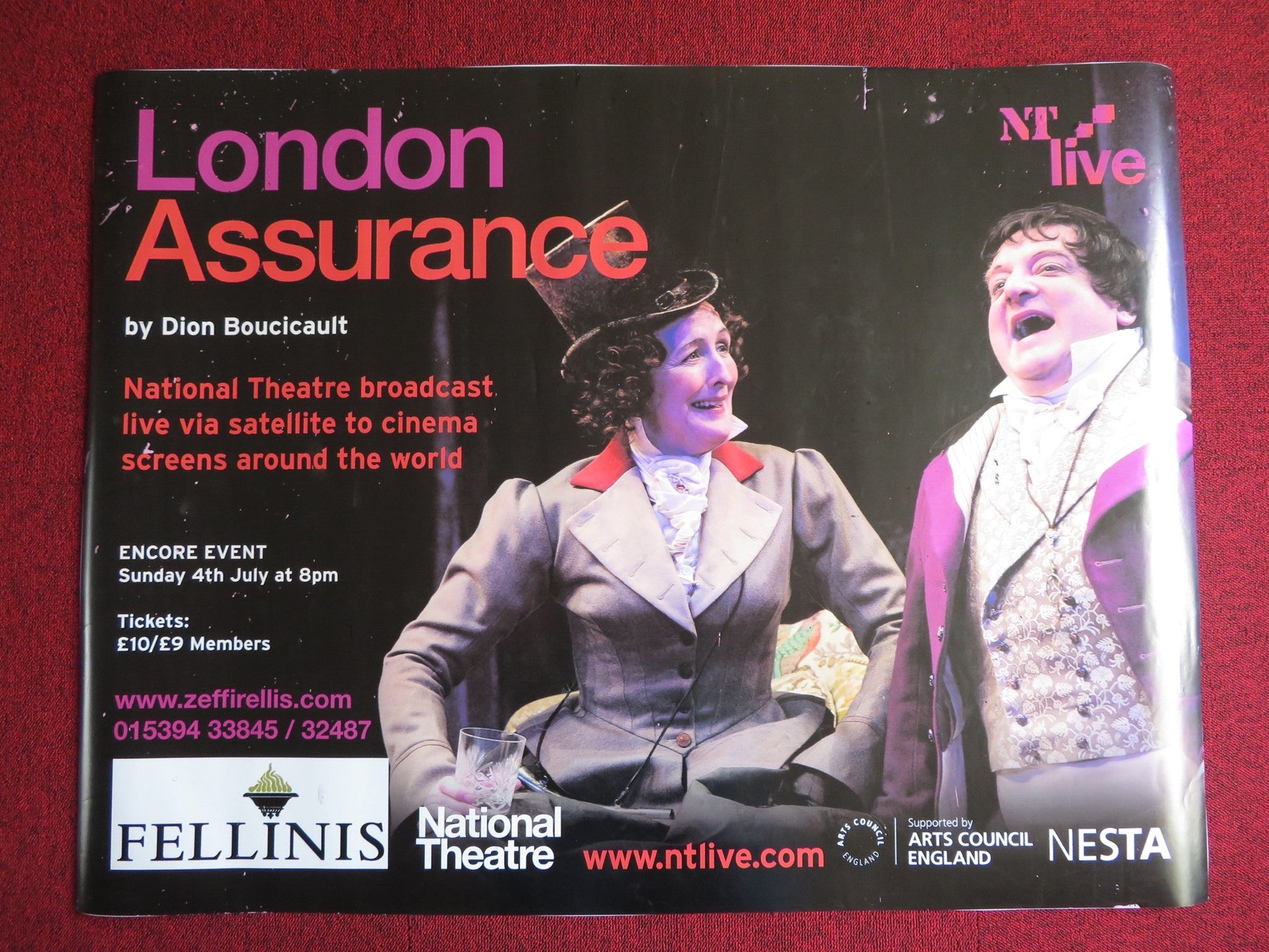NATIONAL THEATRE LIVE: LONDON ASSURANCE UK QUAD (30"x 40") ROLLED POSTER 2010 Rendezvous Cinema Movie posters