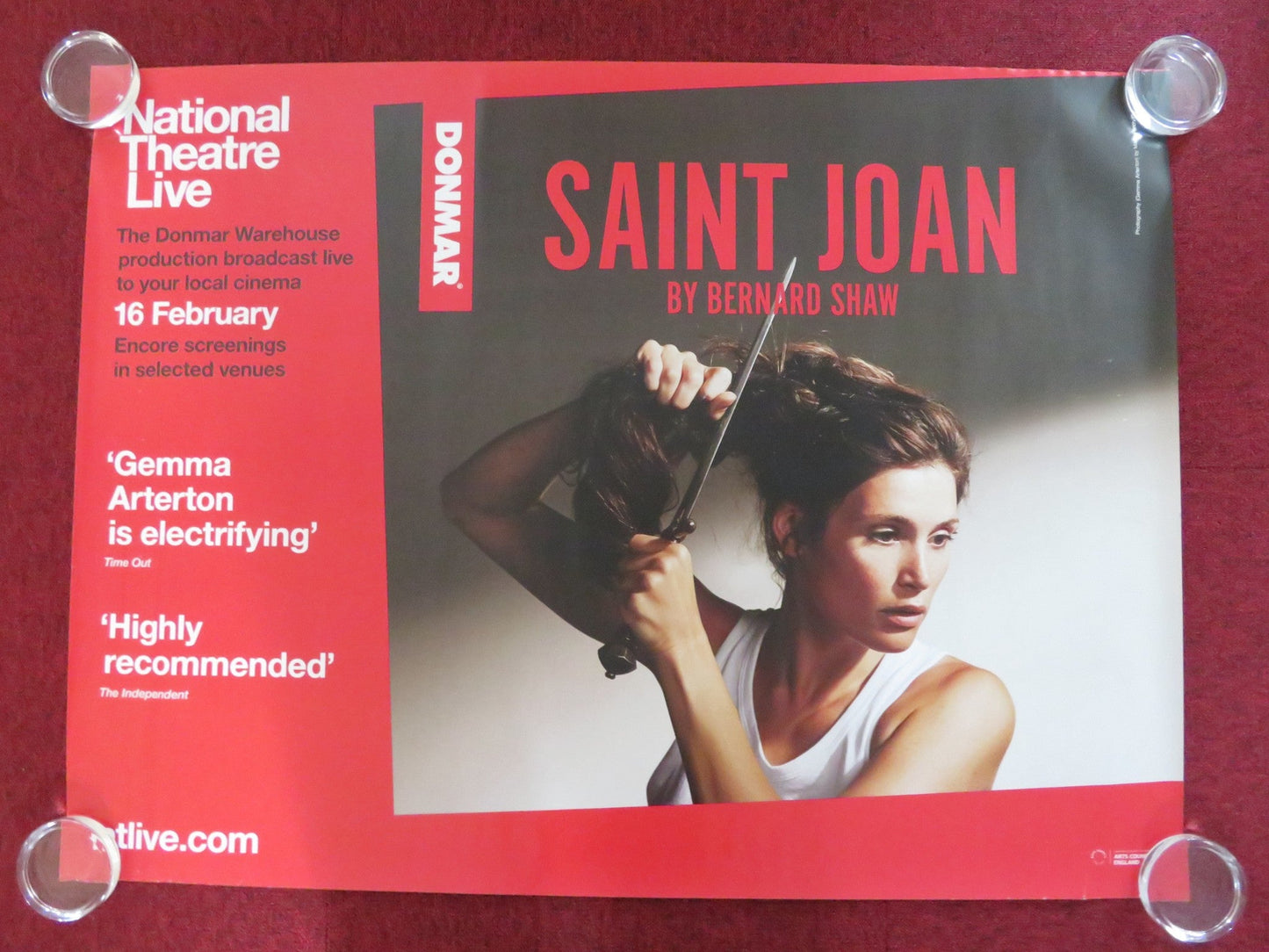 NATIONAL THEATRE LIVE: SAINT JOAN UK QUAD ROLLED POSTER BERNARD SHAW 2017 Rendezvous Cinema Movie posters