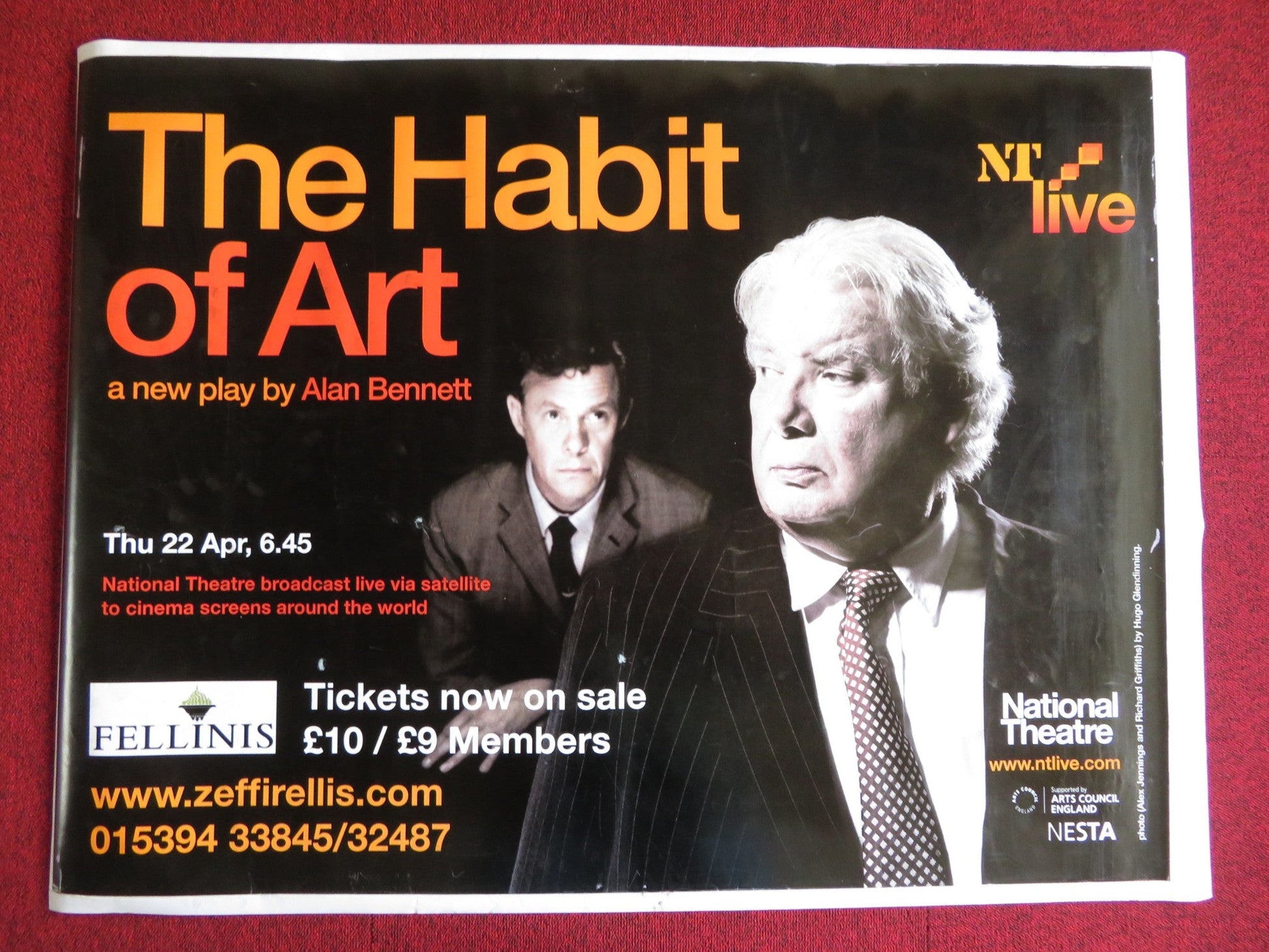 NATIONAL THEATRE LIVE: THE HABIT OF ART UK QUAD (30"x 40") ROLLED POSTER 2010 Rendezvous Cinema Movie posters