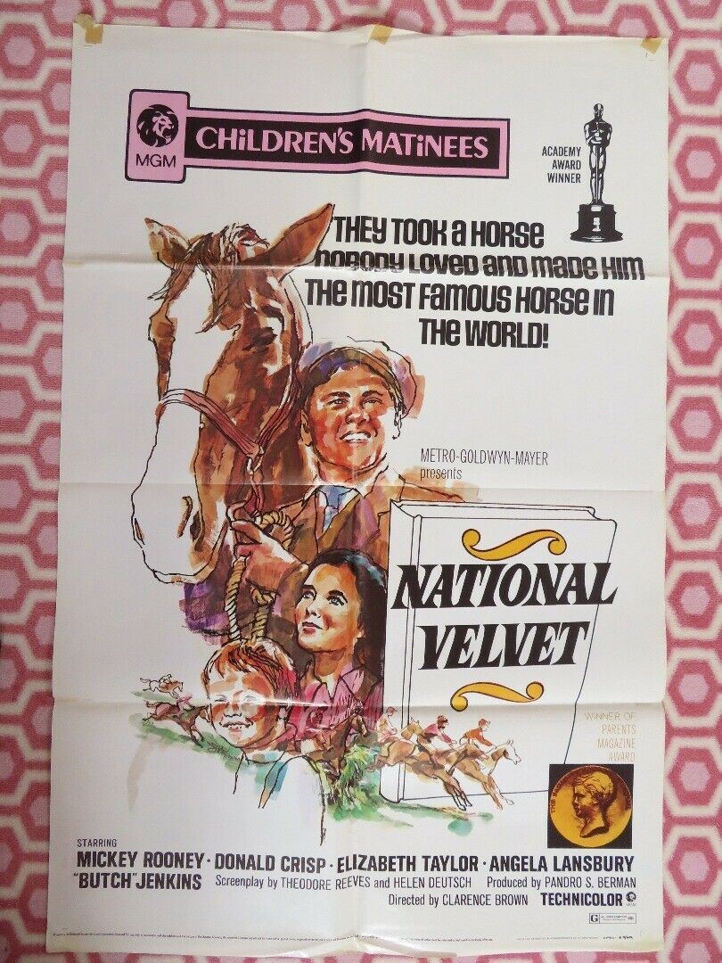 NATIONAL VELVET ONE SHEET POSTER FOLDED MICKEY ROONEY LIZ TAYLOR A LANNSBURY Rendezvous Cinema Movie posters