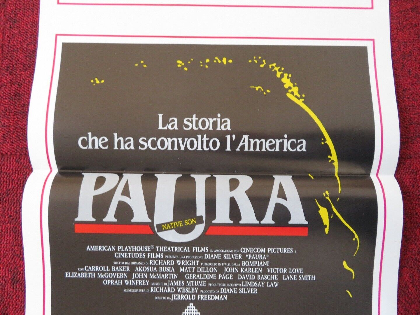 NATIVE SON ITALIAN LOCANDINA (27.5"x13") POSTER CARROLL BAKER MATT DILLON 1988 Movie posters