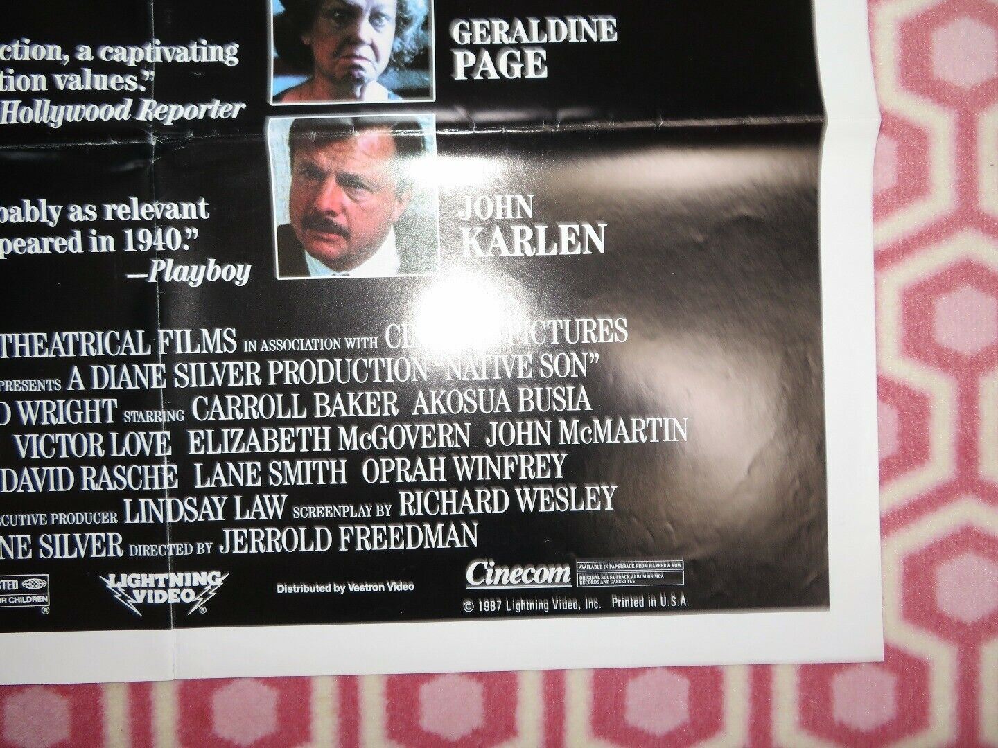 NATIVE SON US ONE SHEET POSTER MATT DILLON OPRAH WINFREY 1987 Movie posters