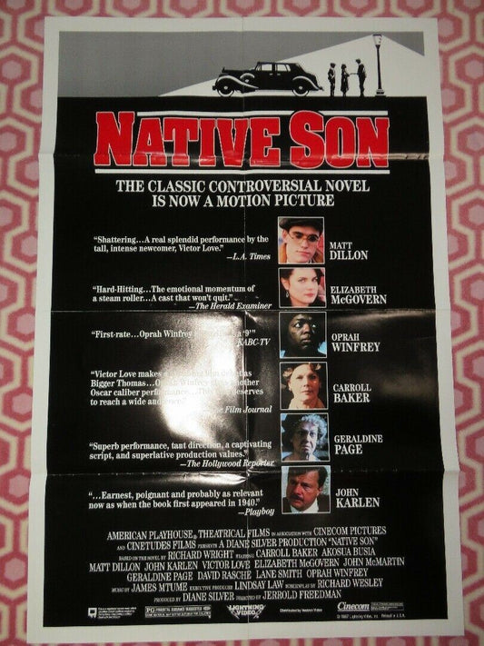 NATIVE SON US ONE SHEET POSTER MATT DILLON OPRAH WINFREY 1987 Movie posters