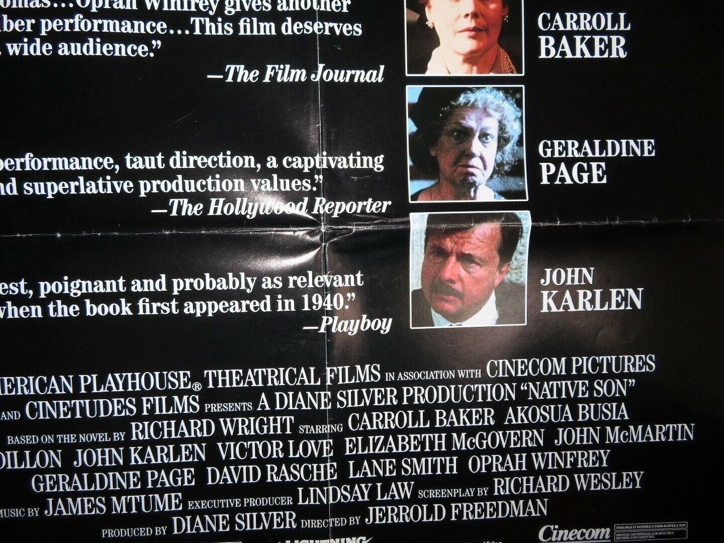 NATIVE SON US ONE SHEET POSTER MATT DILLON OPRAH WINFREY 1987 Movie posters