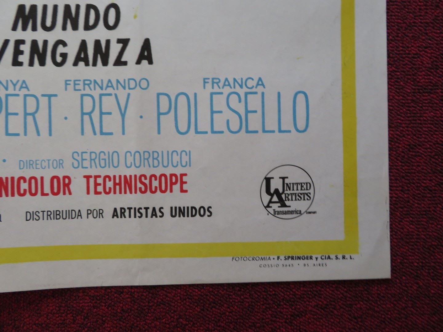 NAVAJO JOE FOLDED ARGENTINA ONE SHEET POSTER BURT REYNOLDS ALDO SANBELL 1966 - Rendezvous Cinema