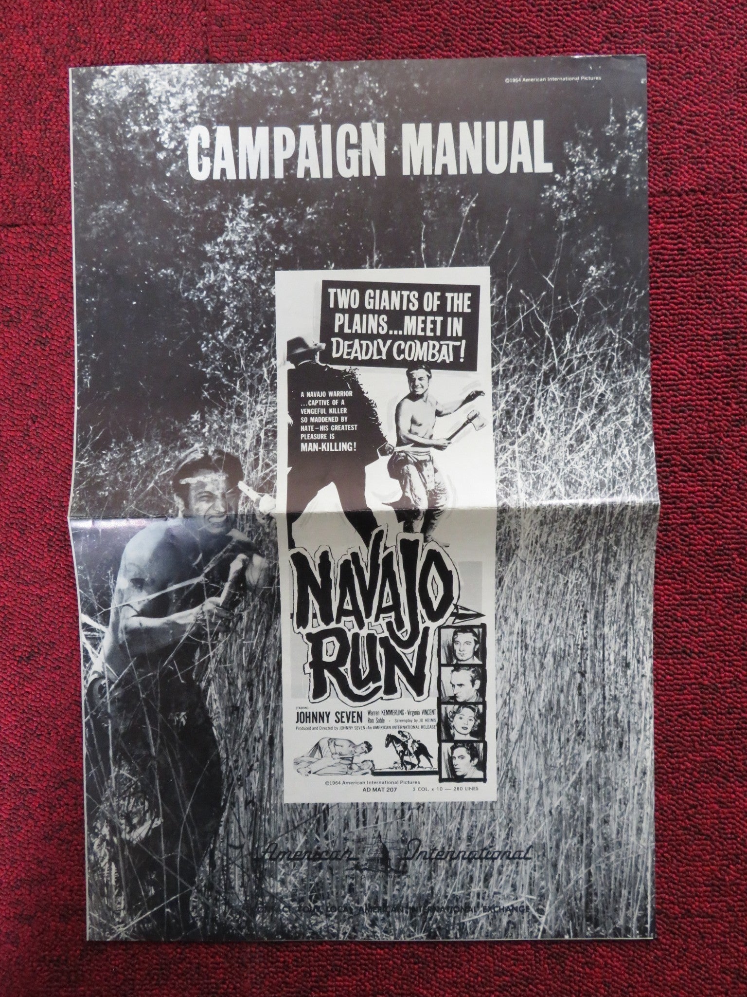 NAVAJO RUN - PRESSBOOK UNCUT AMERICAN INTERNATIONAL JOHNNY SEVEN WARREN 1964 Rendezvous Cinema Movie posters