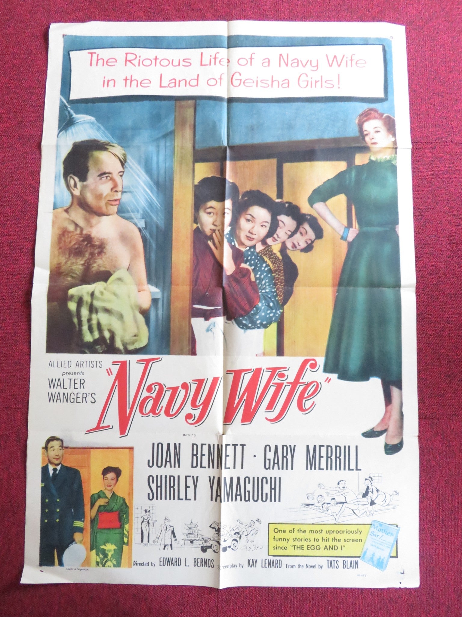 NAVY WIFE FOLDED US ONE SHEET POSTER JOAN BENNETT GARY MERRILL 1956 Rendezvous Cinema Movie posters