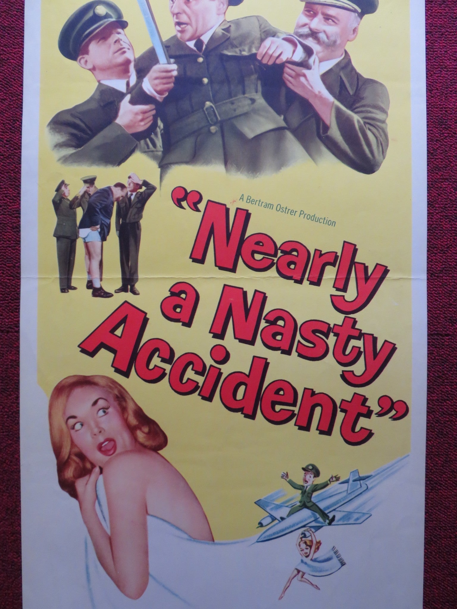 NEARLY A NASTY ACCIDENT US INSERT (14"x 36") POSTER JIMMY EDWARDS K. CONNOR 1962 Rendezvous Cinema Movie posters
