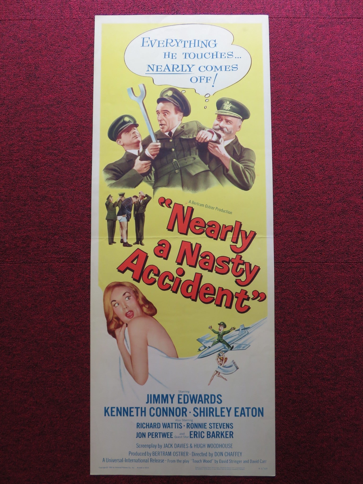 NEARLY A NASTY ACCIDENT US INSERT (14"x 36") POSTER JIMMY EDWARDS K. CONNOR 1962 Rendezvous Cinema Movie posters