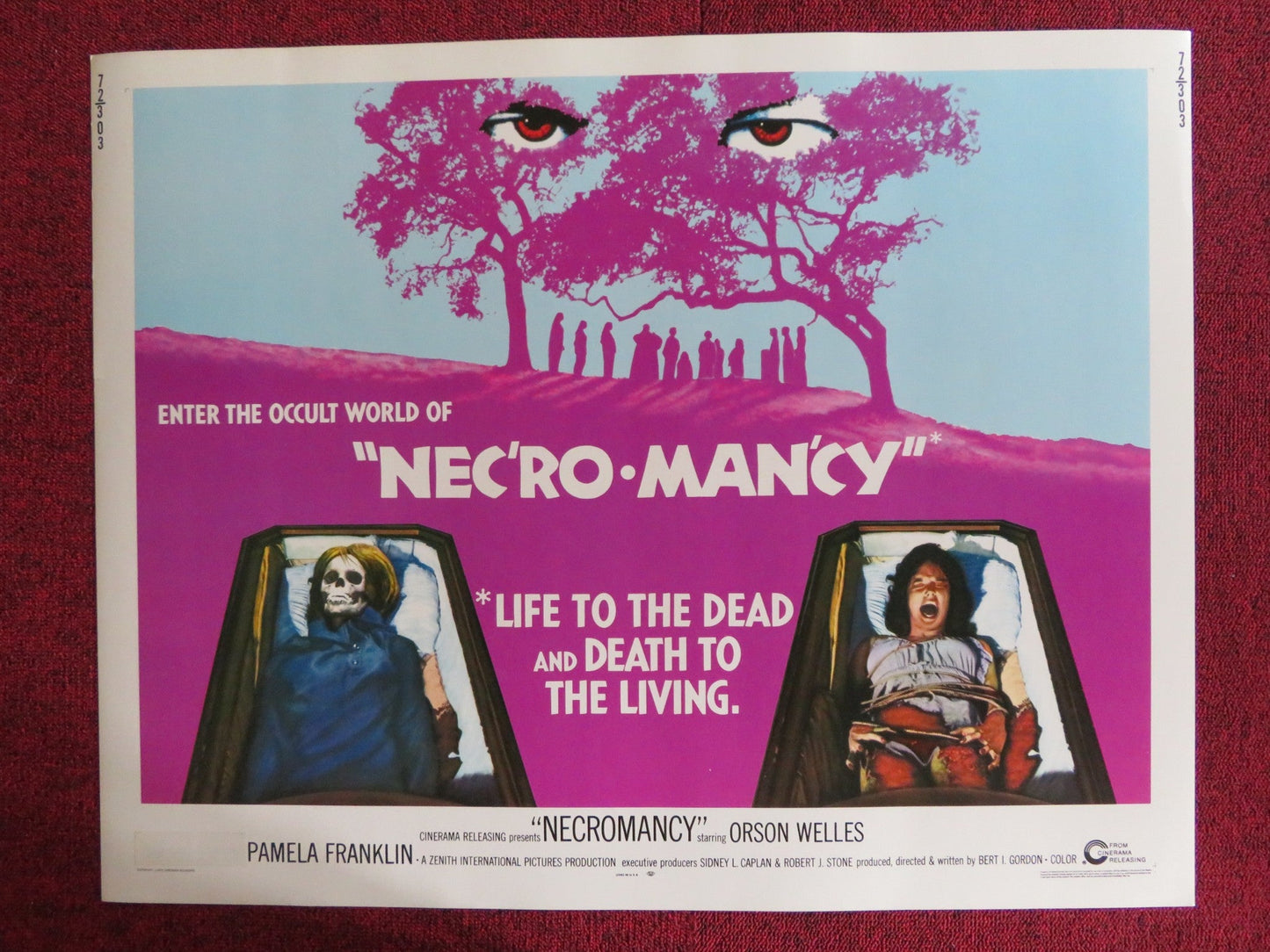 NECROMANCY US HALF SHEET (22"x 28") POSTER ORSON WELLES PAMELA FRANKLIN 1972 Rendezvous Cinema Movie posters
