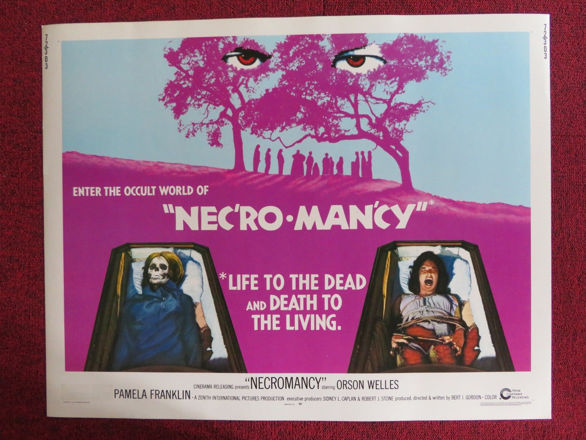 NECROMANCY US HALF SHEET (22"x 28") POSTER ORSON WELLES PAMELA FRANKLIN 1972 Rendezvous Cinema Movie posters
