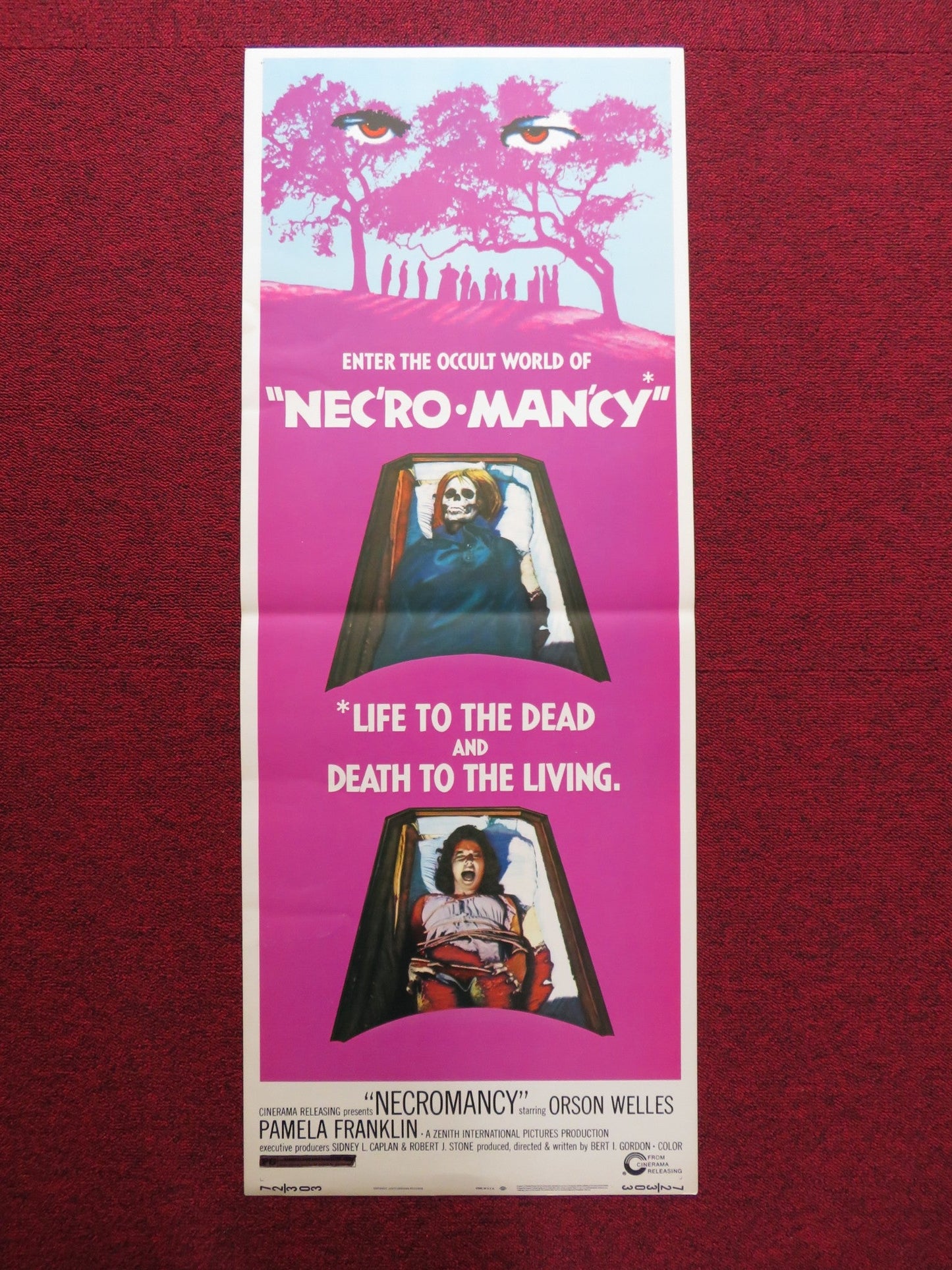 NECROMANCY US INSERT (14"x 36") POSTER ORSON WELLES PAMELA FRANKLIN 1972 Rendezvous Cinema Movie posters