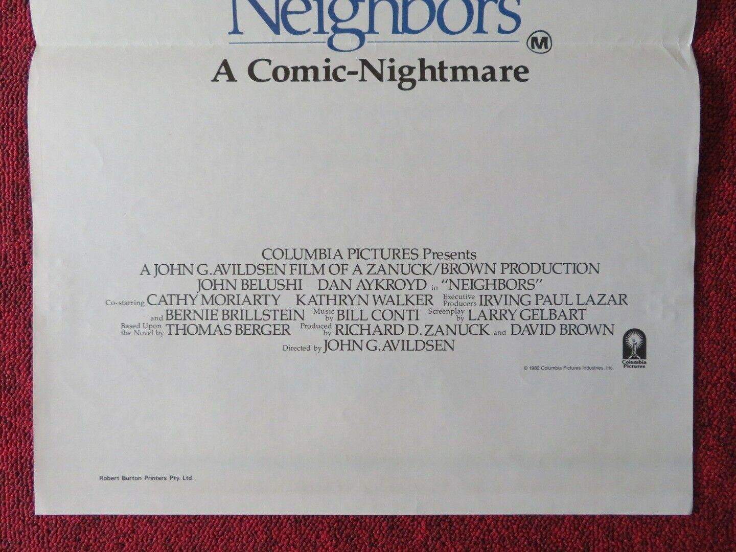 NEIGHBOURS FOLDED AUSTRALIAN DAYBILL POSTER JOHN BELUSHI DAN AYKROYD 1981 Movie posters