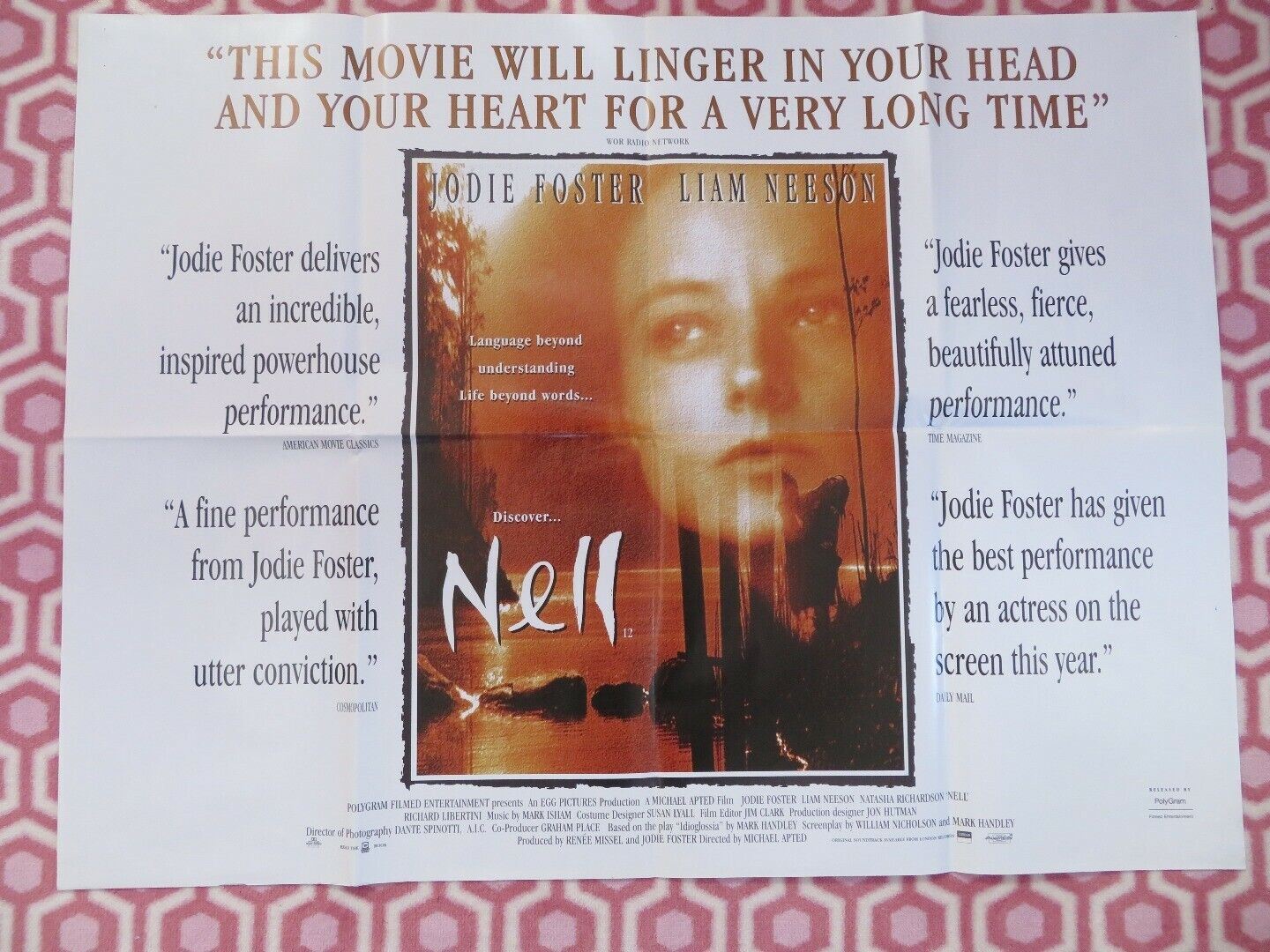 NELL UK ORIGINAL QUAD POSTER JODIE FOSTER LIAM NEESON 1994 RARE Movie posters