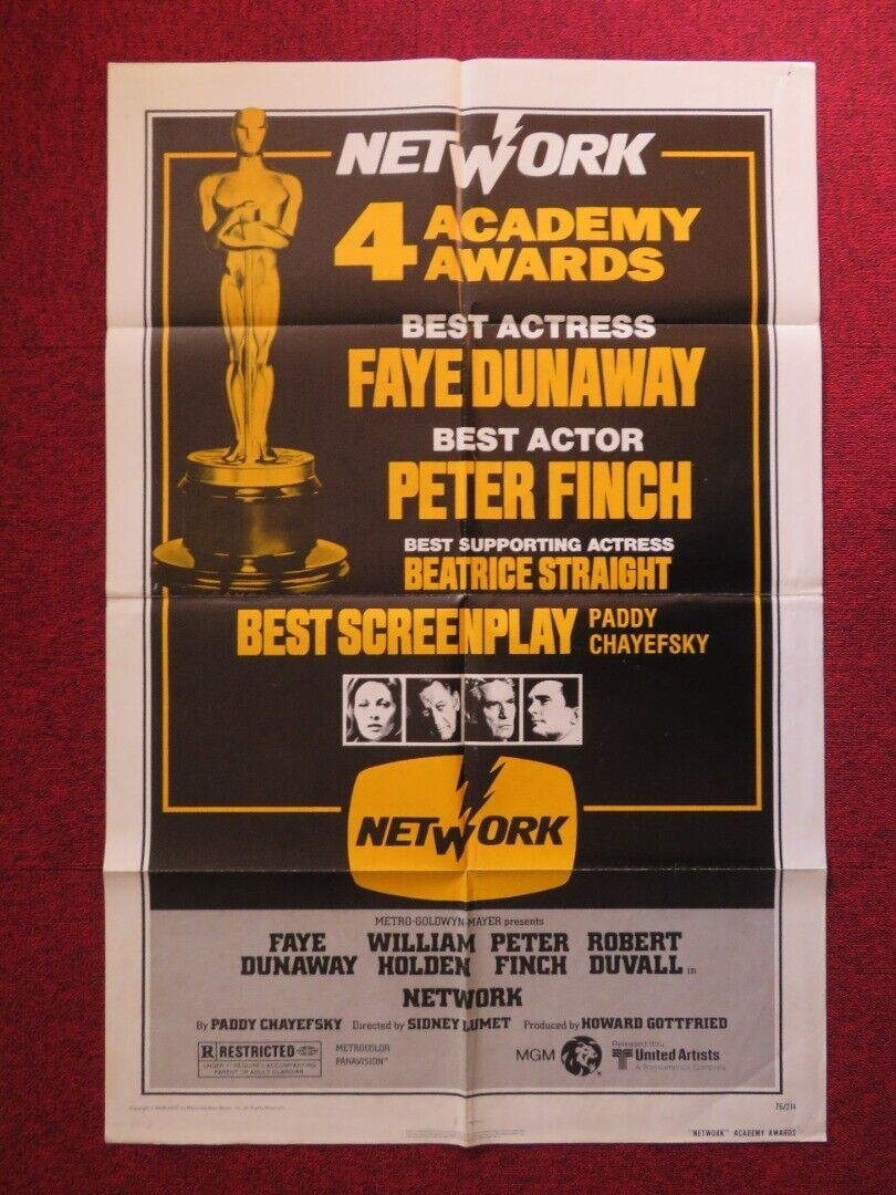 NETWORK FOLDED US ONE SHEET POSTER ACADEMY AWARDS ROBERT DUVALL FAYE DUNAWAY '76 Movie posters