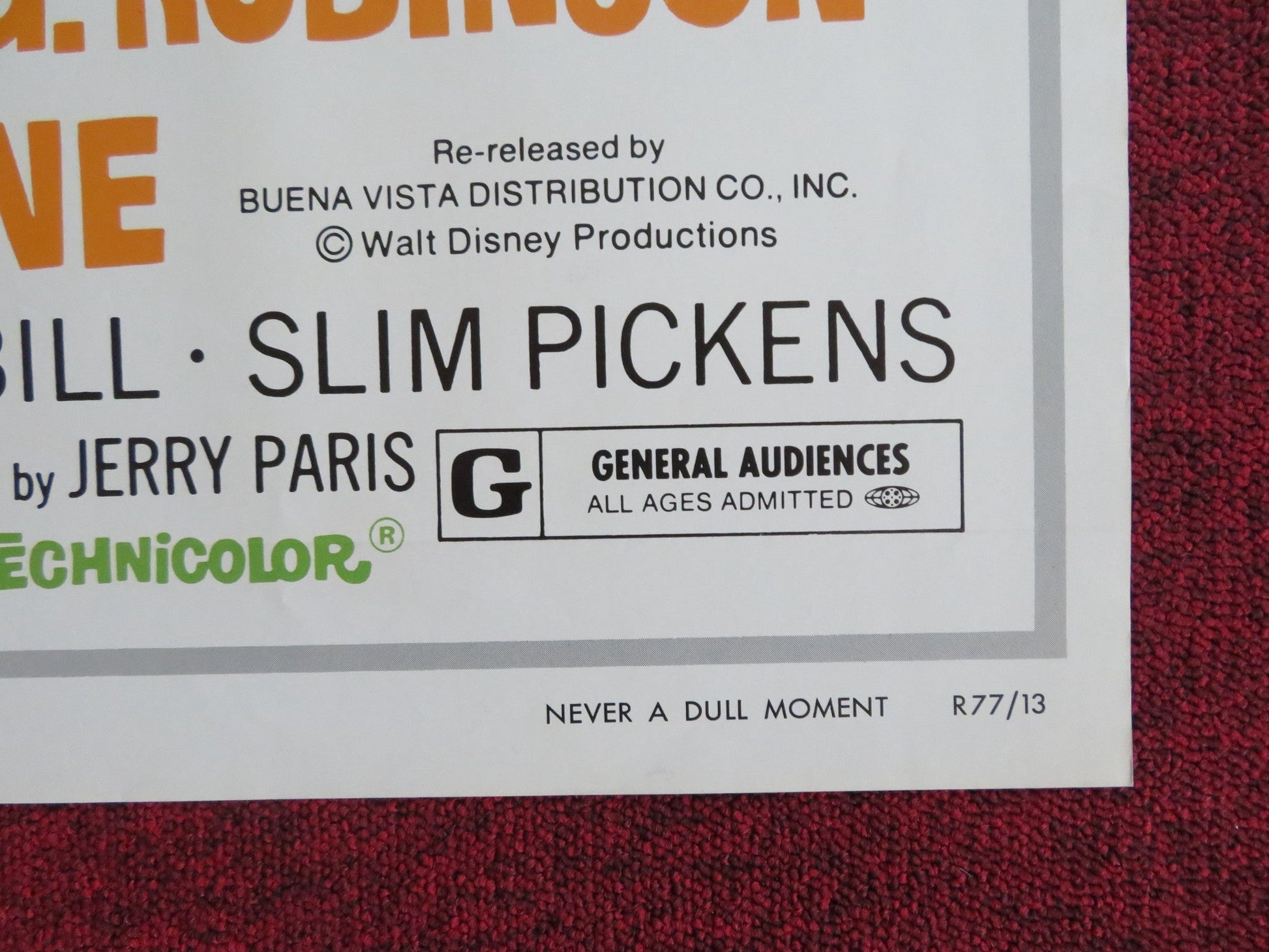 NEVER A DULL MOMENT FOLDED US ONE SHEET POSTER DISNEY DICK VAN DYKE 1977 Rendezvous Cinema Movie posters