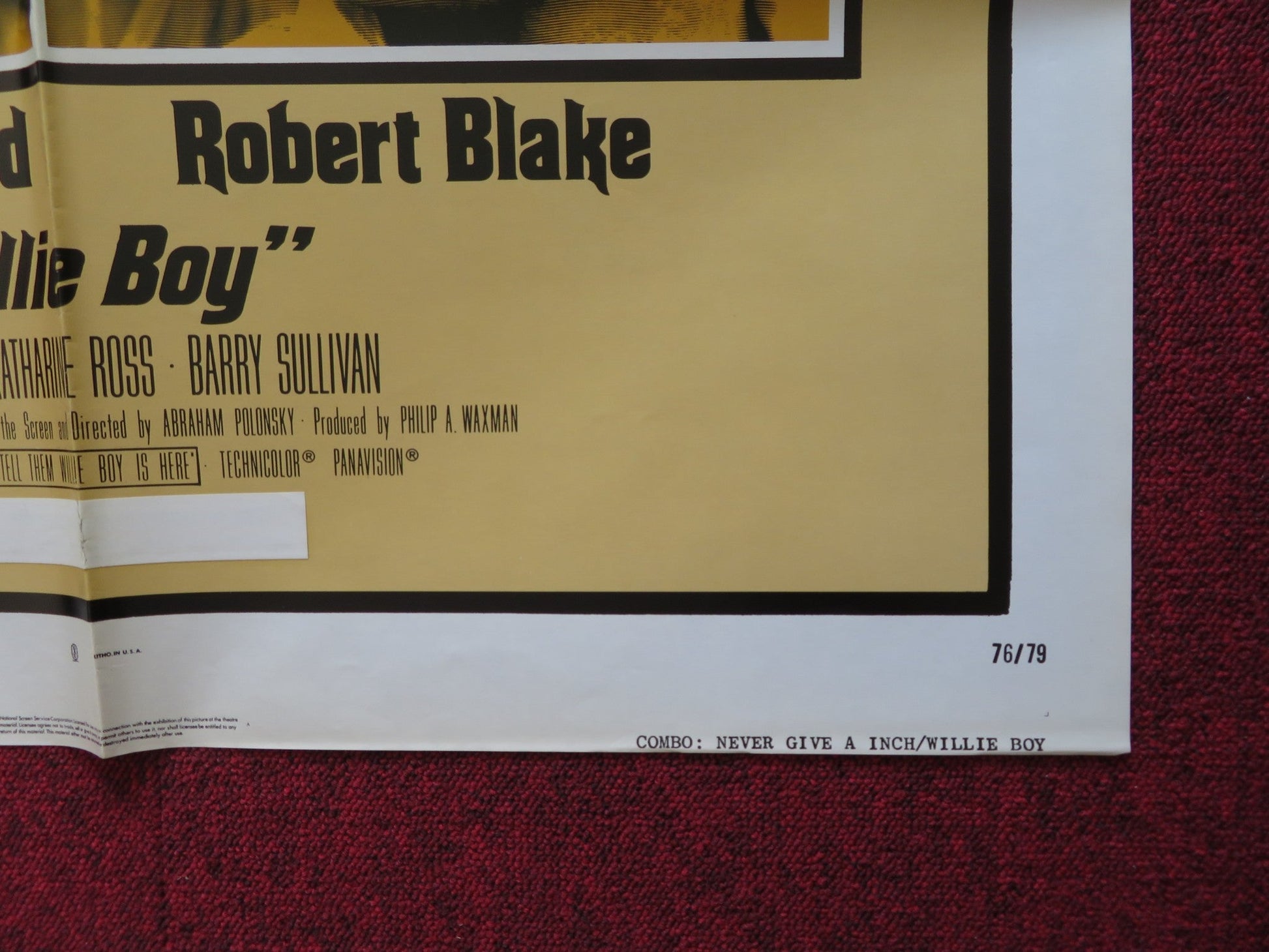 NEVER GIVE A INCH / WILLIE BOY COMBO FOLDED US ONE SHEET POSTER PAUL NEWMAN 1976 Rendezvous Cinema Movie posters