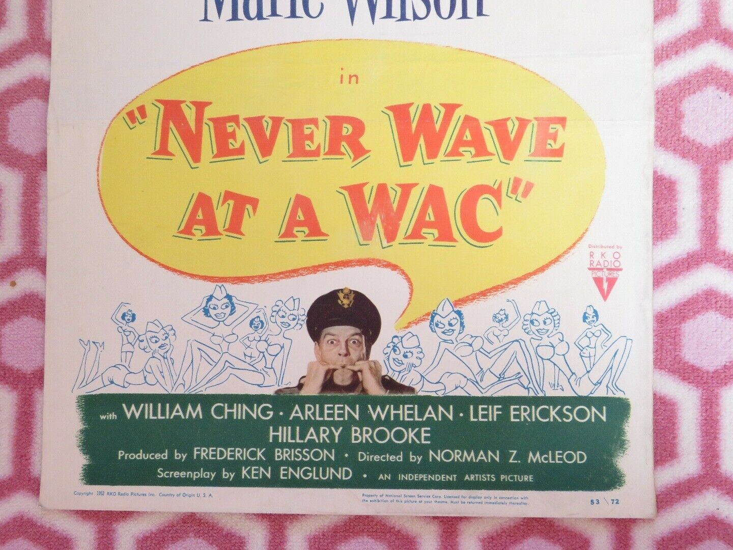 NEVER WAVE AT A WAC US INSERT (14"x 36") POSTER ROSALIND RUSSELL PAUL DOUGLAS - Rendezvous Cinema