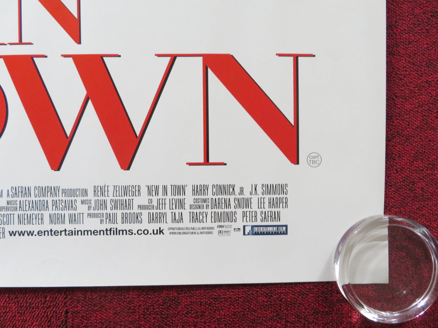 NEW IN TOWN UK QUAD (30"x 40") ROLLED POSTER RENEE ZELLWEGER H. CONNICK JR. 2009 Rendezvous Cinema Movie posters