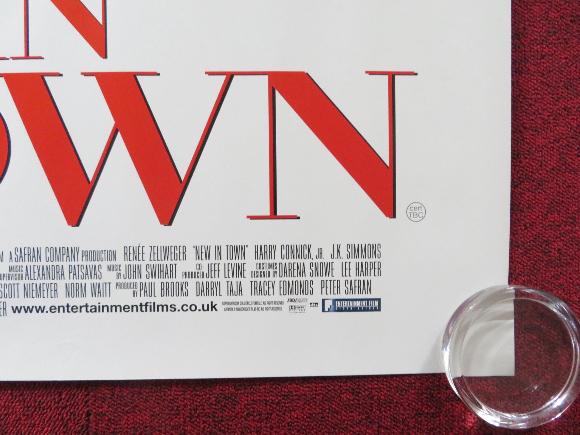 NEW IN TOWN UK QUAD (30"x 40") ROLLED POSTER RENEE ZELLWEGER H. CONNICK JR. 2009 Rendezvous Cinema Movie posters