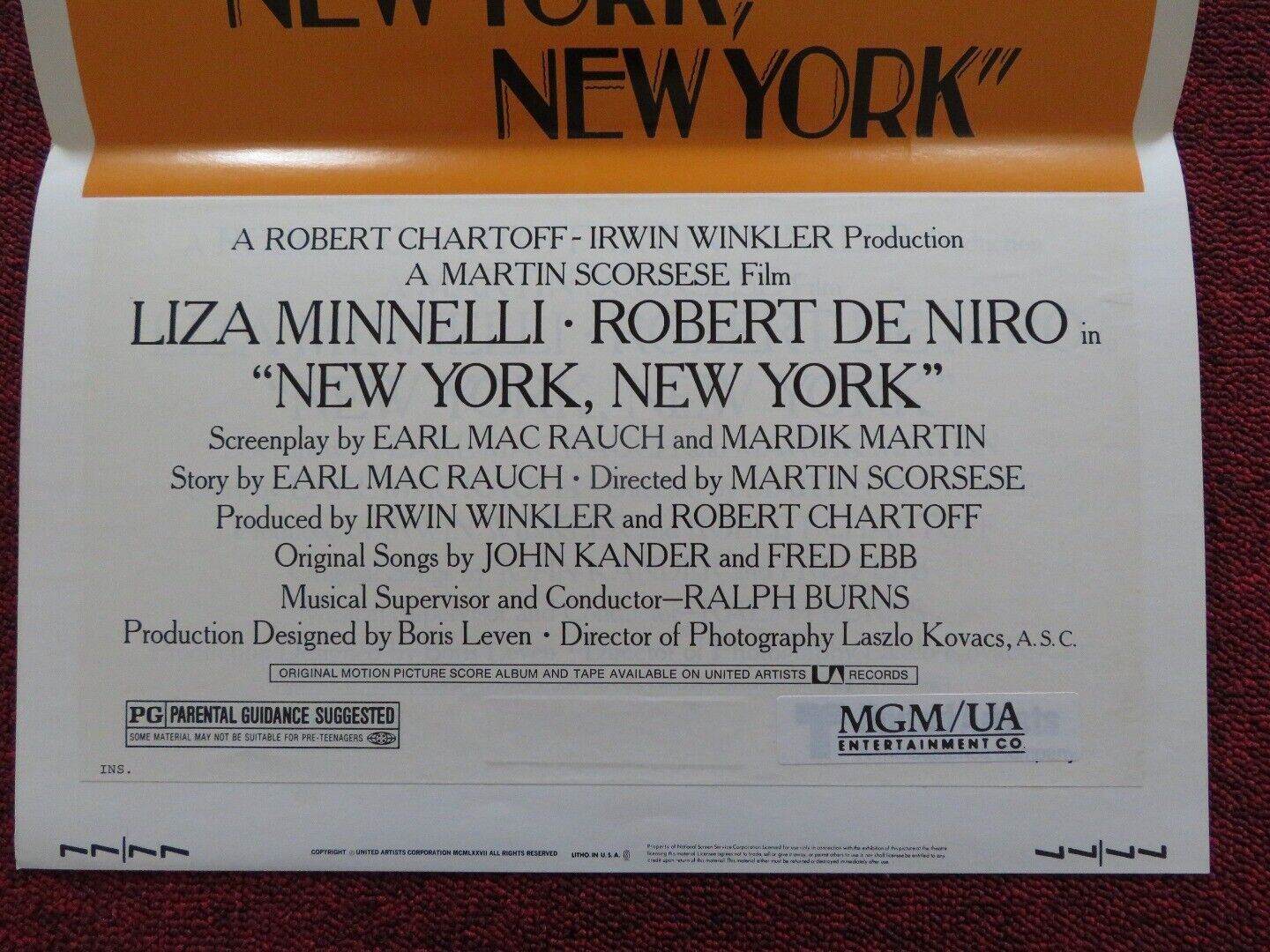 NEW YORK, NEW YORK FOLDED US INSERT (14"x 36") POSTER LIZA MINNELLI DE NIRO '77 - Rendezvous Cinema