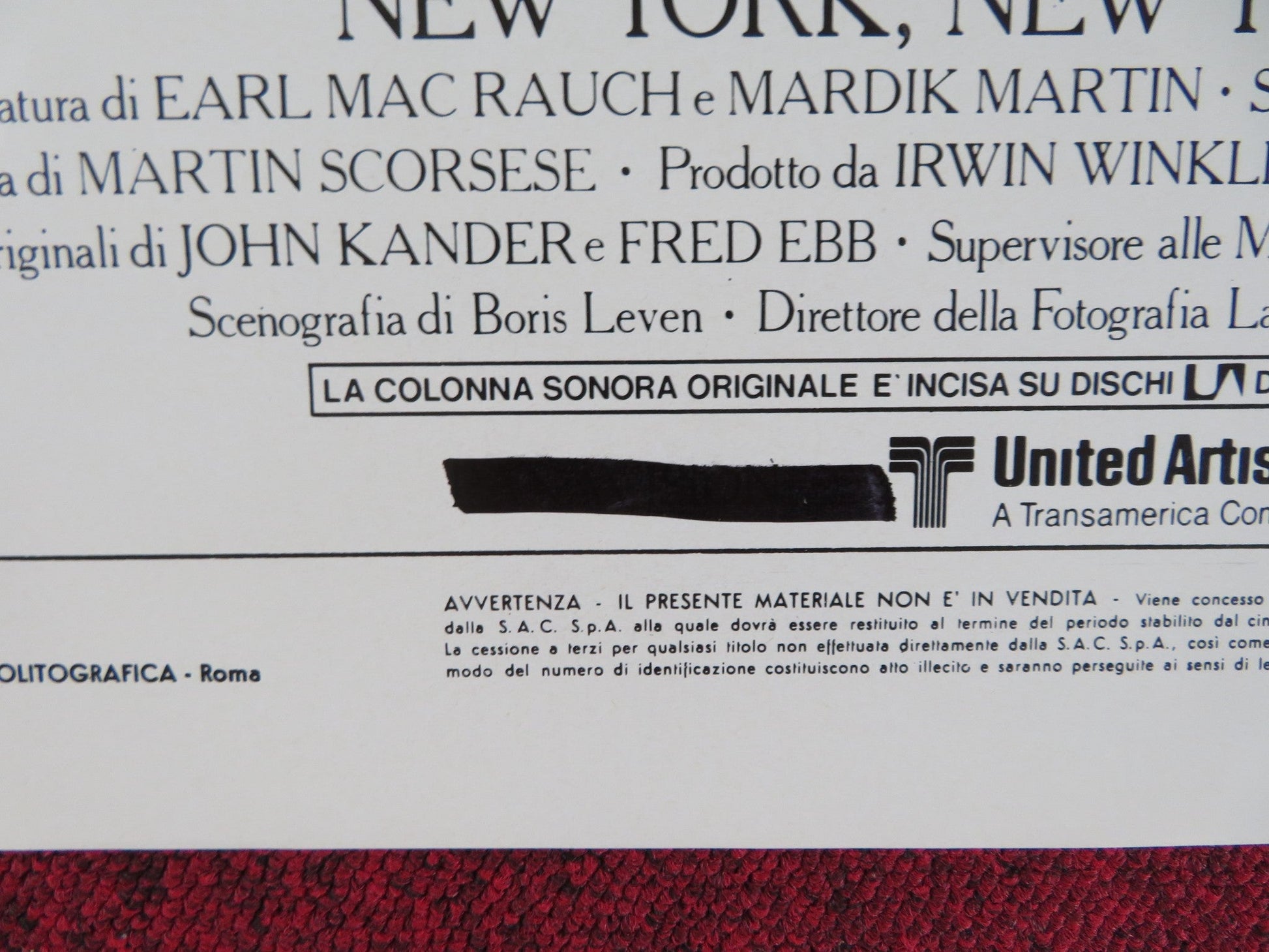 NEW YORK, NEW YORK ITALIAN LOCANDINA POSTER LIZA MINNELLI ROBERT DE NIRO 1977 Rendezvous Cinema Movie posters