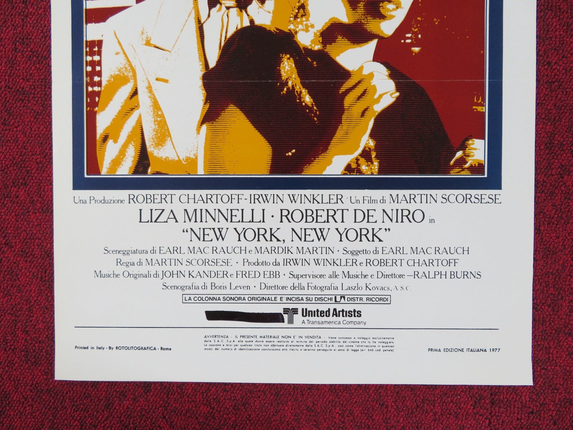 NEW YORK, NEW YORK ITALIAN LOCANDINA POSTER LIZA MINNELLI ROBERT DE NIRO 1977 Rendezvous Cinema Movie posters
