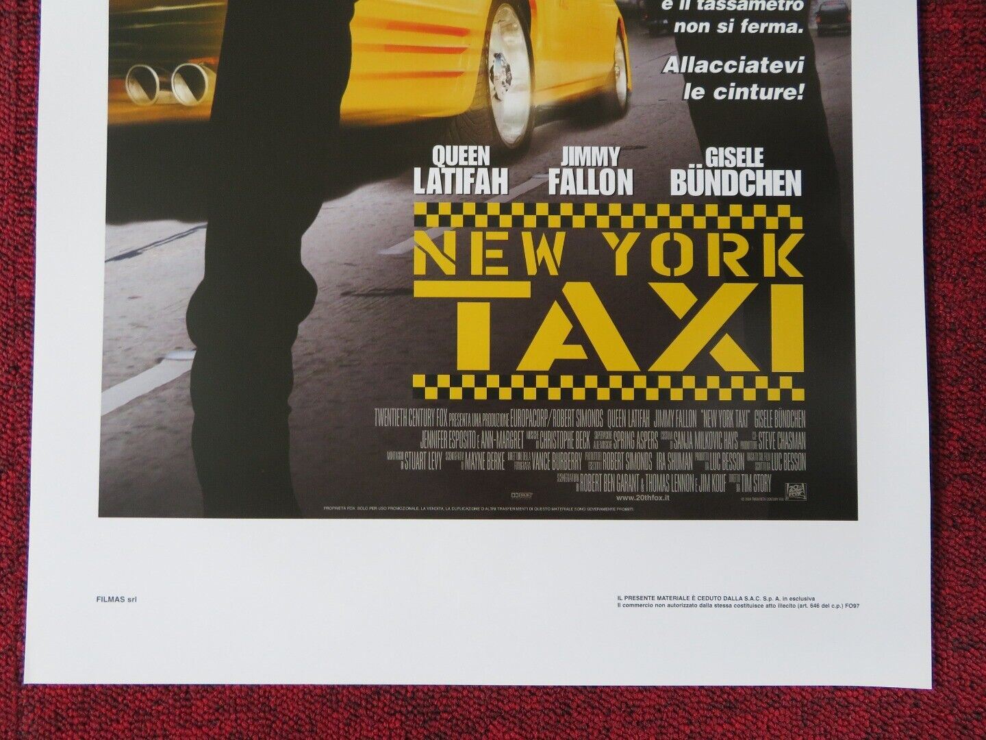 NEW YORK TAXI ITALIAN LOCANDINA (27.5"x13") POSTER QUEEN LATIFAH J FALLON 2004 - Rendezvous Cinema