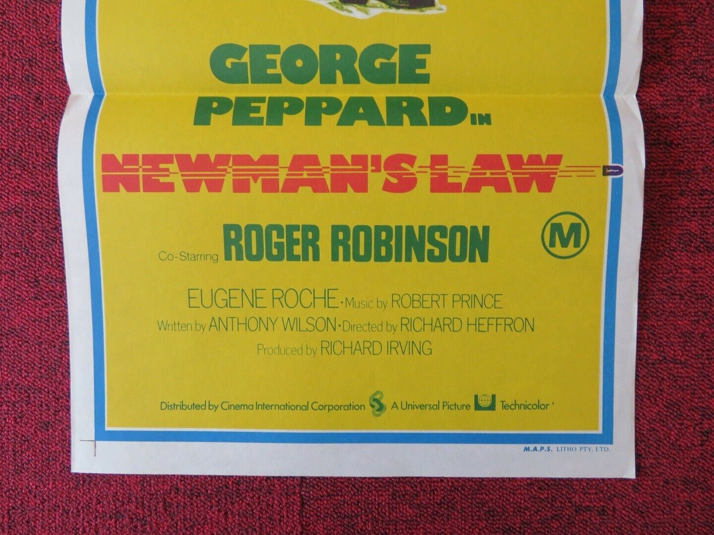 NEWMAN'S LAW FOLDED AUSTRALIAN DAYBILL POSTER GEORGE PEPPARD ROGER ROBINSON 1974 Movie posters