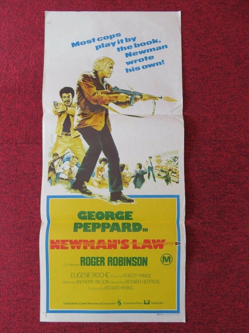 NEWMAN'S LAW FOLDED AUSTRALIAN DAYBILL POSTER GEORGE PEPPARD ROGER ROBINSON 1974 Movie posters