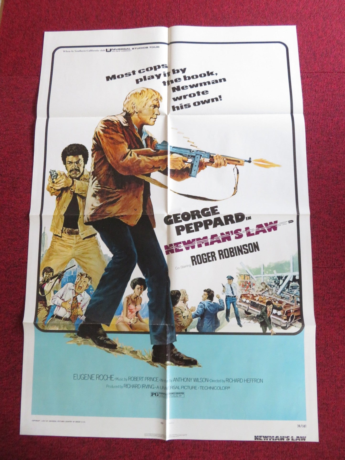 NEWMAN'S LAW FOLDED US ONE SHEET POSTER GEORGE PEPPARD ROGER ROBINSON 1974 Rendezvous Cinema Movie posters