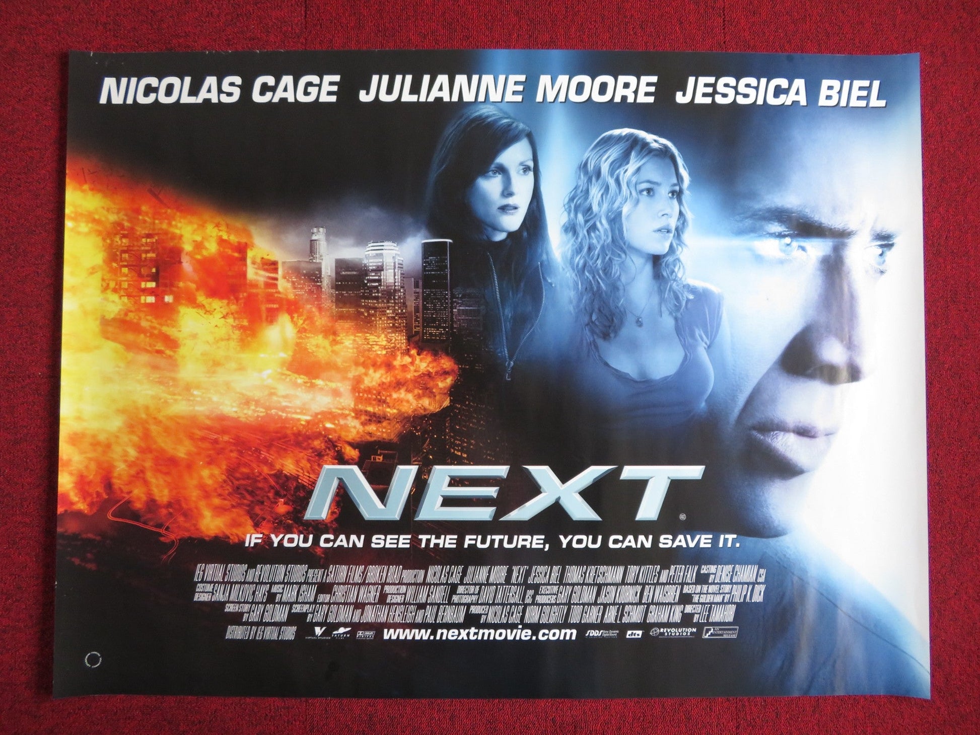 NEXT UK QUAD (30"x 40") ROLLED POSTER NICHOLAS CAGE JULIANNE MOORE 2007 Rendezvous Cinema Movie posters