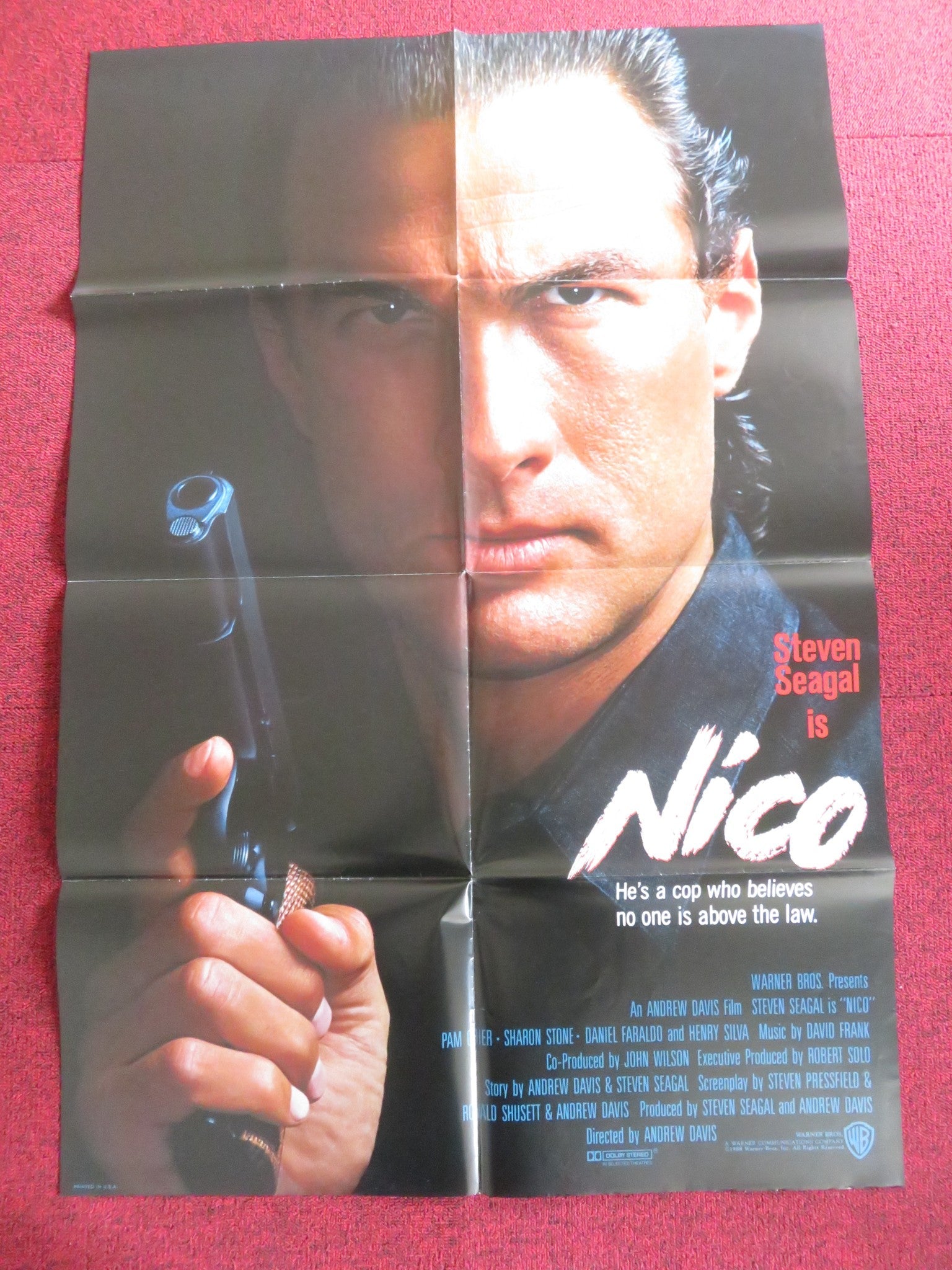 NICO / ABOVE THE LAW FOLDED US ONE SHEET POSTER STEVEN SEAGAL PAM GRIER 1988 Rendezvous Cinema Movie posters